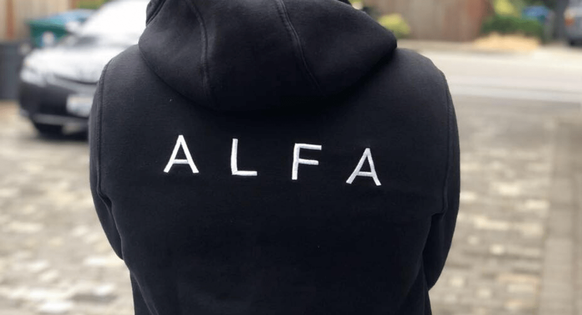Quyen Phan wearing an Alfa app hoodie